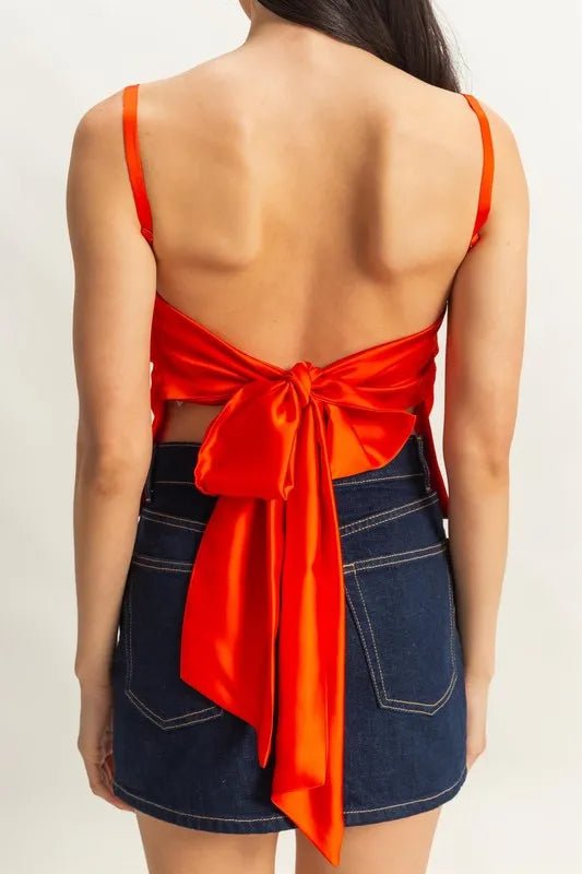 HYFVE - Bright Orange Satin Bow - Back Cami Top