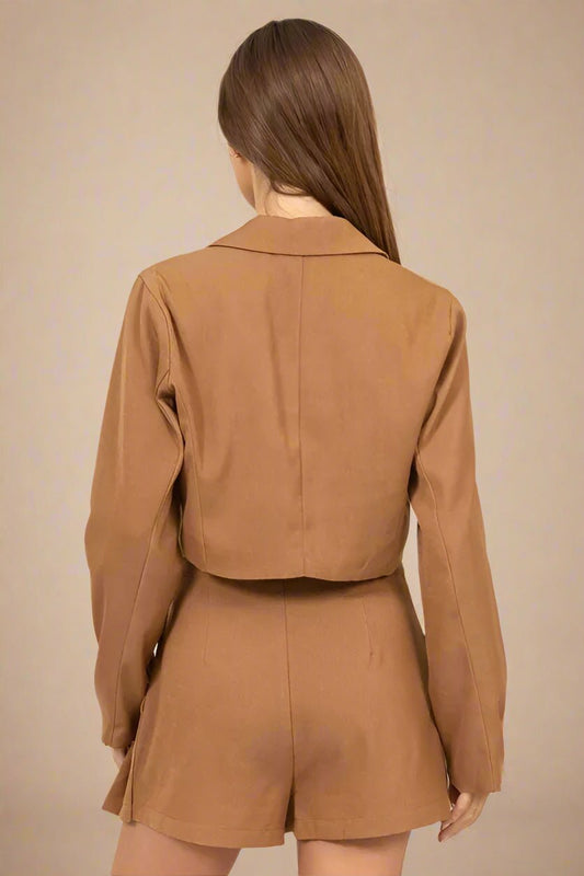 HYFVE - Cropped Tailored Blazer – Camel Brown