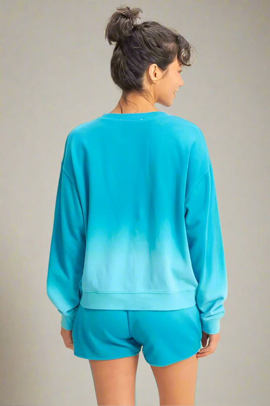 HYFVE - Fleece Crewneck Pullover in Bright Aqua Blue