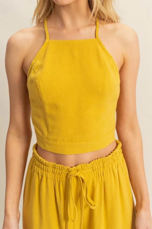 HYFVE - Halter Crop Top & Cargo Joggers Set – Golden Yellow