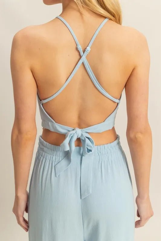 HYFVE - Halter Crop Top & Cargo Joggers Set – Light Blue