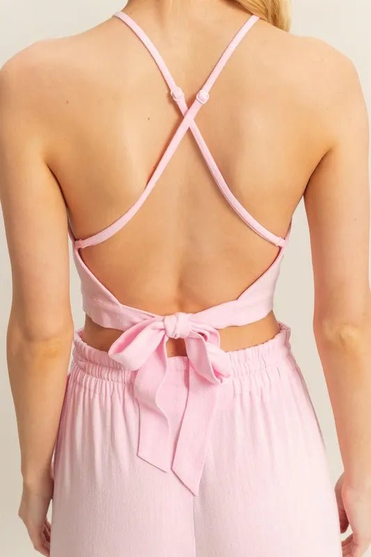 HYFVE - Halter Crop Top & Cargo Joggers Set – Pink