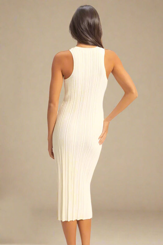 HYFVE - Ivory Ribbed Knit Midi Dress