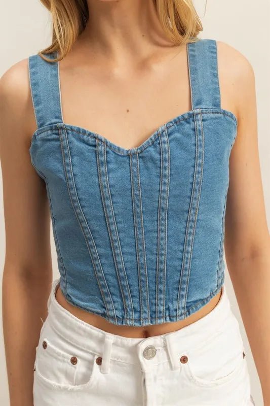 HYFVE - Light Wash Denim Corset Tank Top