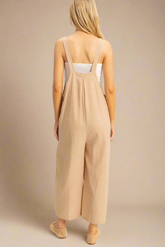 HYFVE - Natural Sand Wide Leg Overall Jumpsuit