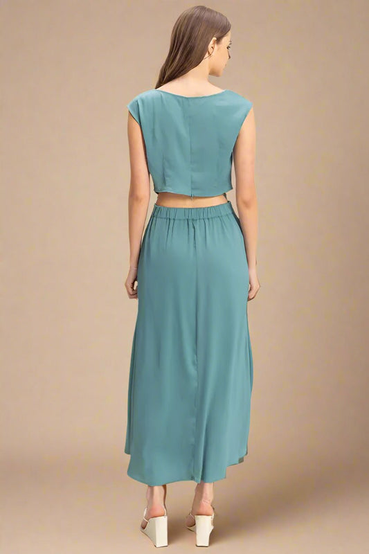 HYFVE - Ocean Teal Crop Top and Maxi Skirt Set