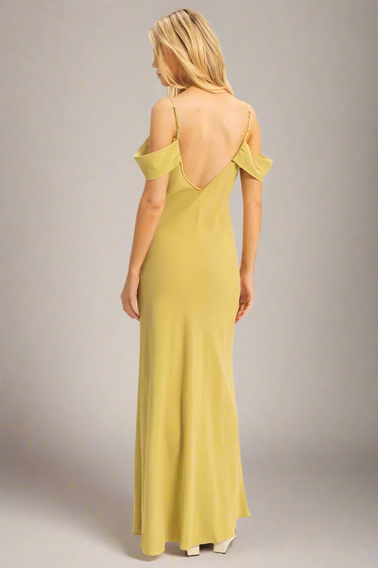 HYFVE - Off Shoulder Maxi Dress in Soft Chartreuse