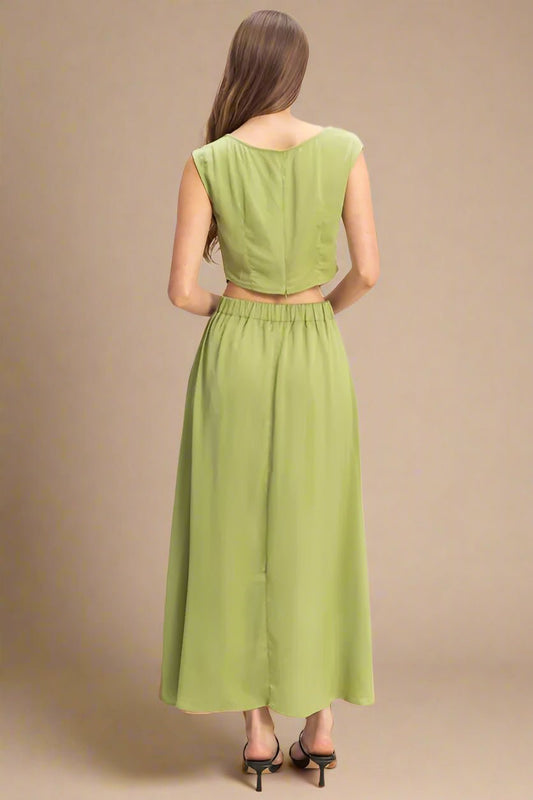 HYFVE - Olive Crop Top and Maxi Skirt Set