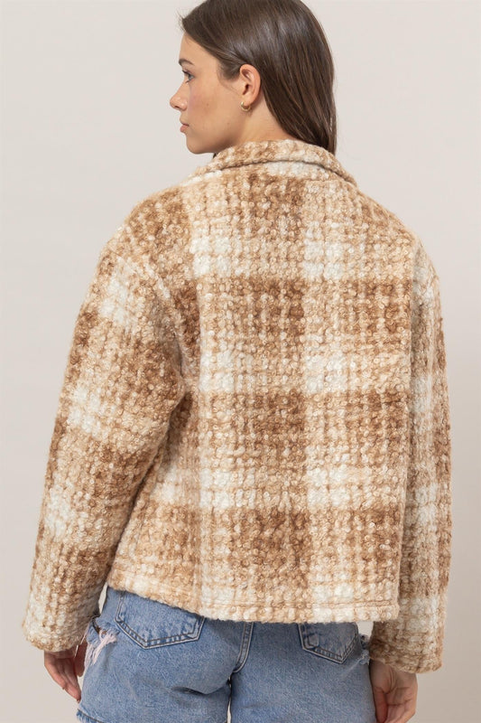 HYFVE - Plaid Bouclé Jacket in Taupe