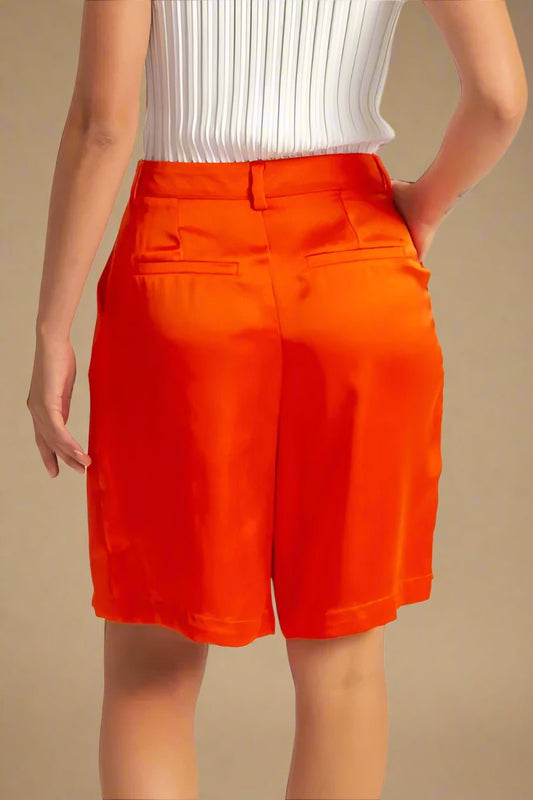 HYFVE - Red Satin Pleated Shorts