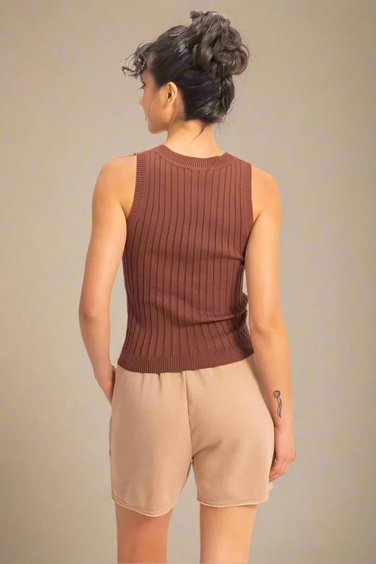 HYFVE - Ribbed Knit Tank in Cocoa Brown