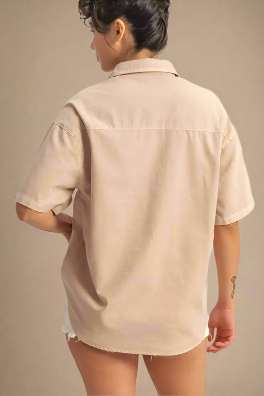 HYFVE - Sand Beige Cotton Button - Up Shirt with Pocket