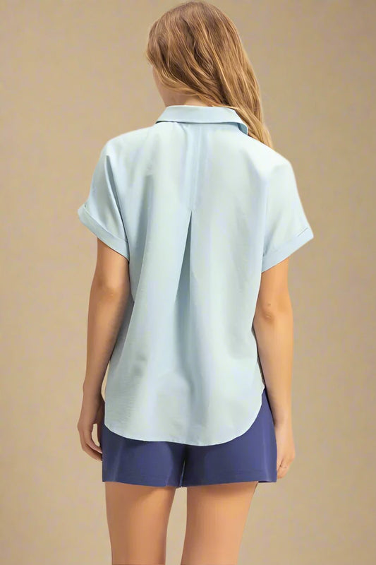 HYFVE - Short Sleeve Button - Up Shirt in Soft Blue