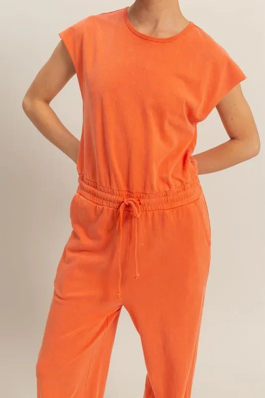 HYFVE - Sunset Coral Drawstring Lounge Jumpsuit