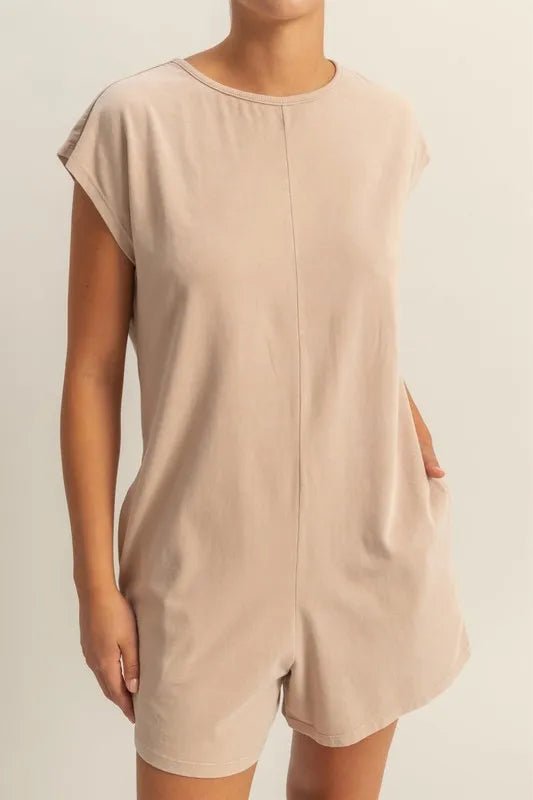 HYFVE - Taupe Washed T-Shirt Romper