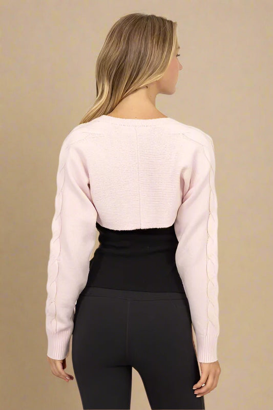 HYFVE - Tie - Front Shrug Knit Bolero in Soft Blush Pink