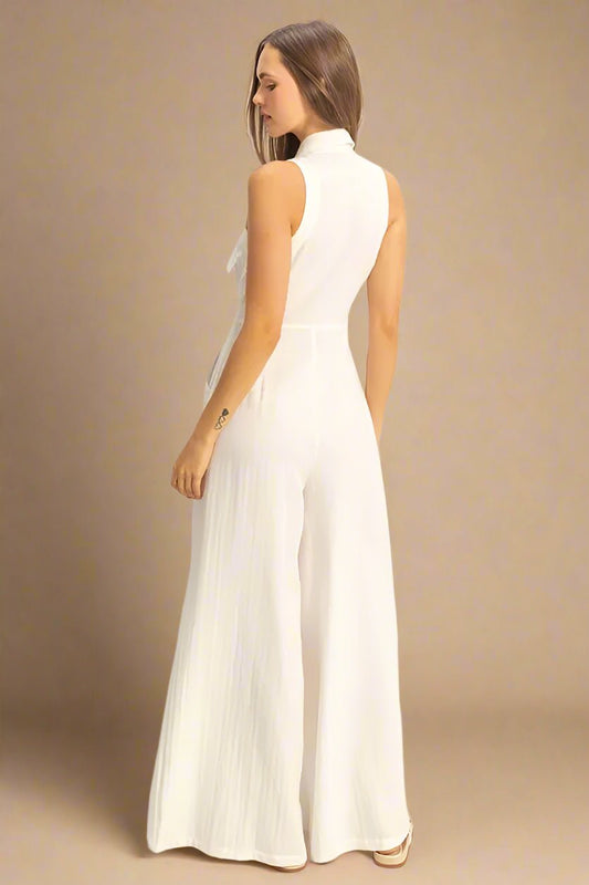 HYFVE - White Belted Wide - Leg Jumpsuit