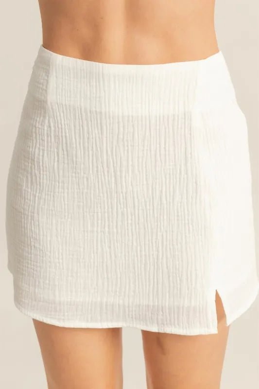 HYFVE - White Textured Mini Skirt Set