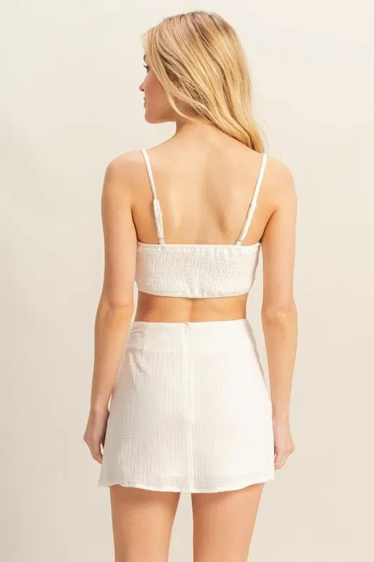 HYFVE - White Textured Mini Skirt Set