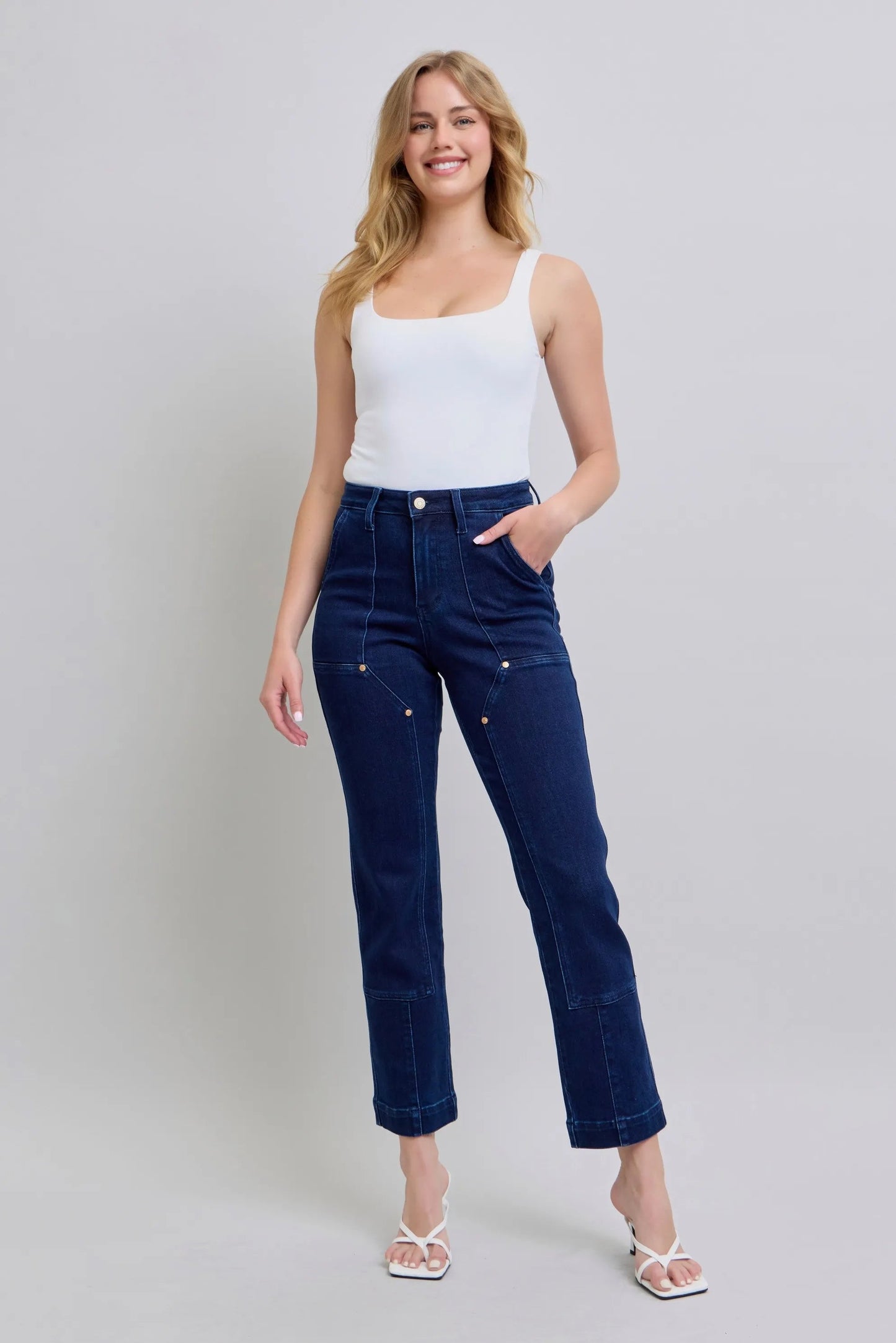 Judy Blue - Dark Wash Straight Leg Utility Jeans