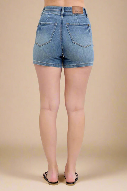 Judy Blue - Double Button Medium Wash Shorts