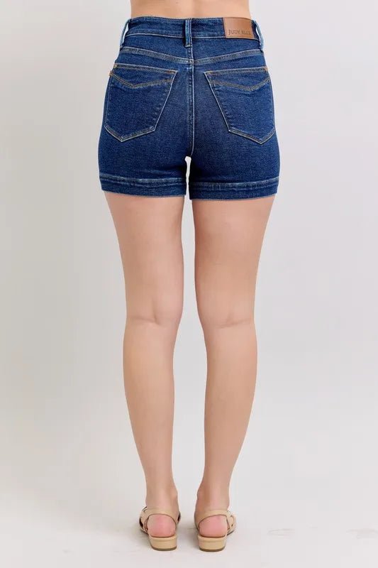 Judy Blue - High Rise Cuffed Denim Shorts – Medium Blue Wash