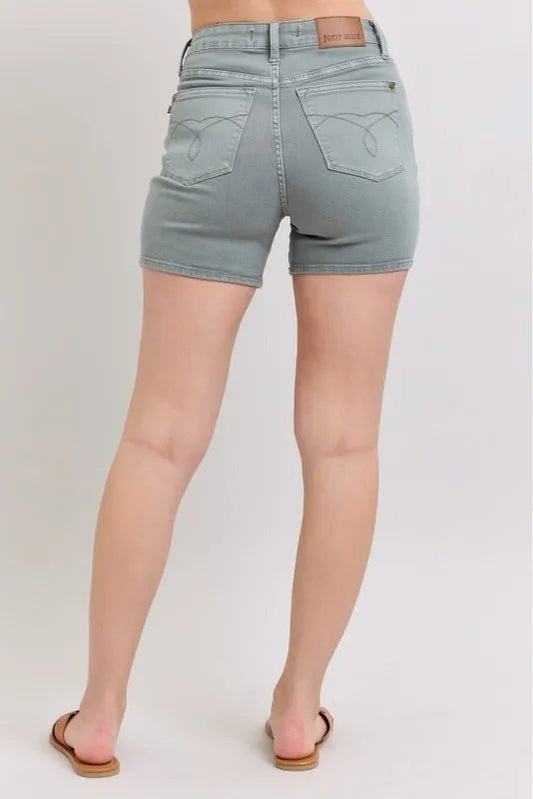 Judy Blue - High Rise Stretch Denim Shorts – Sage Green Wash