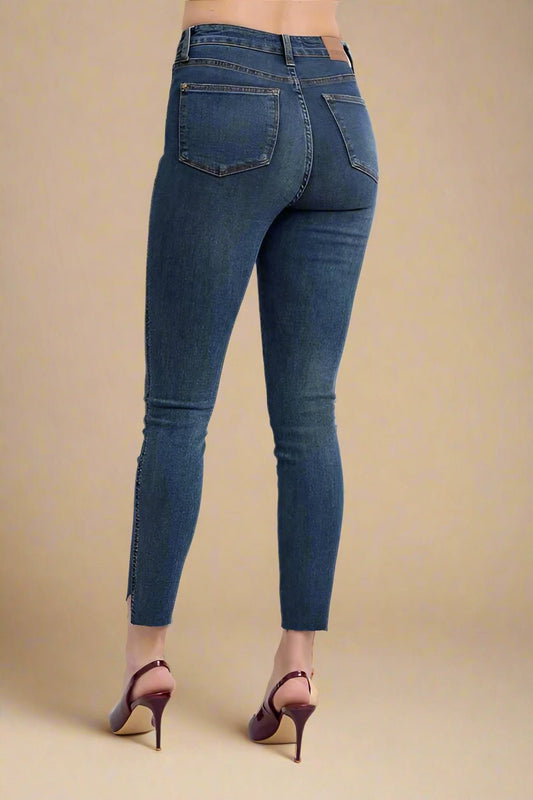 Judy Blue - High Waist Side - Slit Skinny Jeans – Dark Wash
