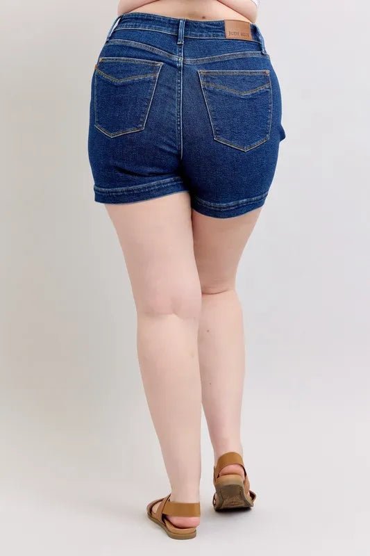 Judy Blue - Plus Size High Rise Cuffed Denim Shorts – Classic Blue Wash