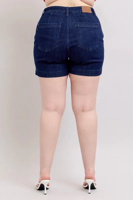 Judy Blue - Plus Size High Rise Stretch Denim Shorts – Dark Indigo Wash