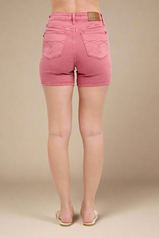 Judy Blue - Rose Pink High Waisted Denim Shorts