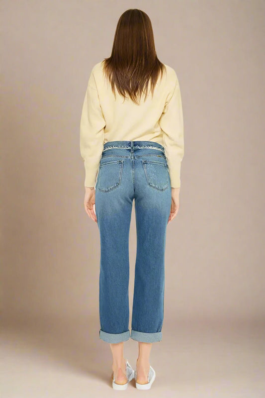 Kancan - Medium Wash Distressed Boyfriend Jeans