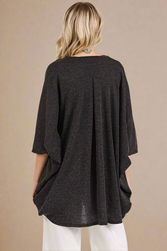 Mittoshop - Black Open Front Batwing Sleeve Cardigan