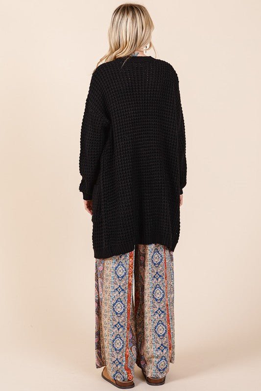 Mittoshop - Black Open Front Longline Cardigan