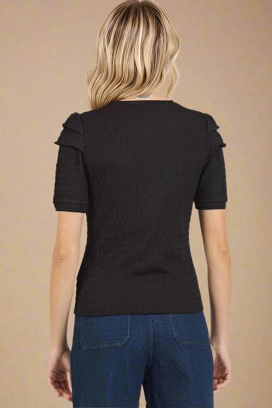 Mittoshop - Black Short Sleeve Blouse