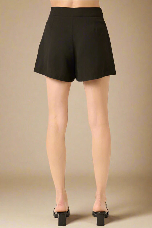 Mittoshop - Black Side Zip Pleated Shorts