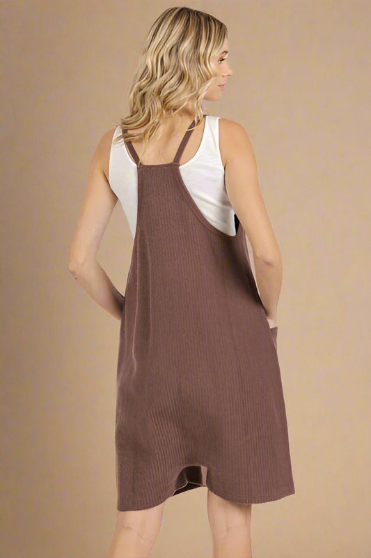 Mittoshop - Brown Spaghetti Strap Shortalls
