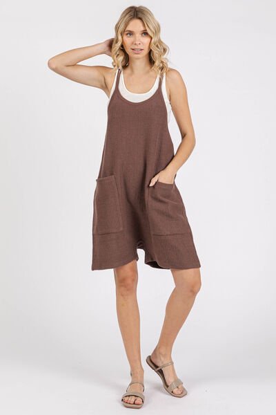 Mittoshop - Brown Spaghetti Strap Shortalls