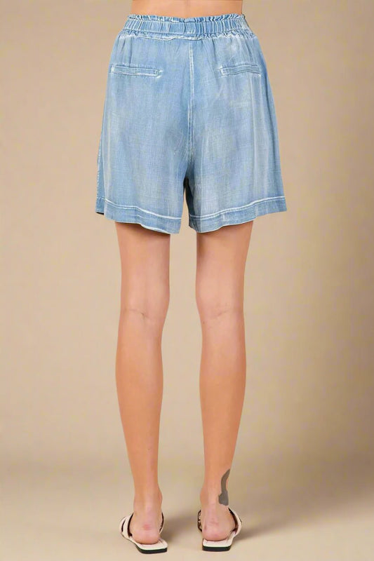 Mittoshop - Chambray Blue Pocketed Lounge Shorts