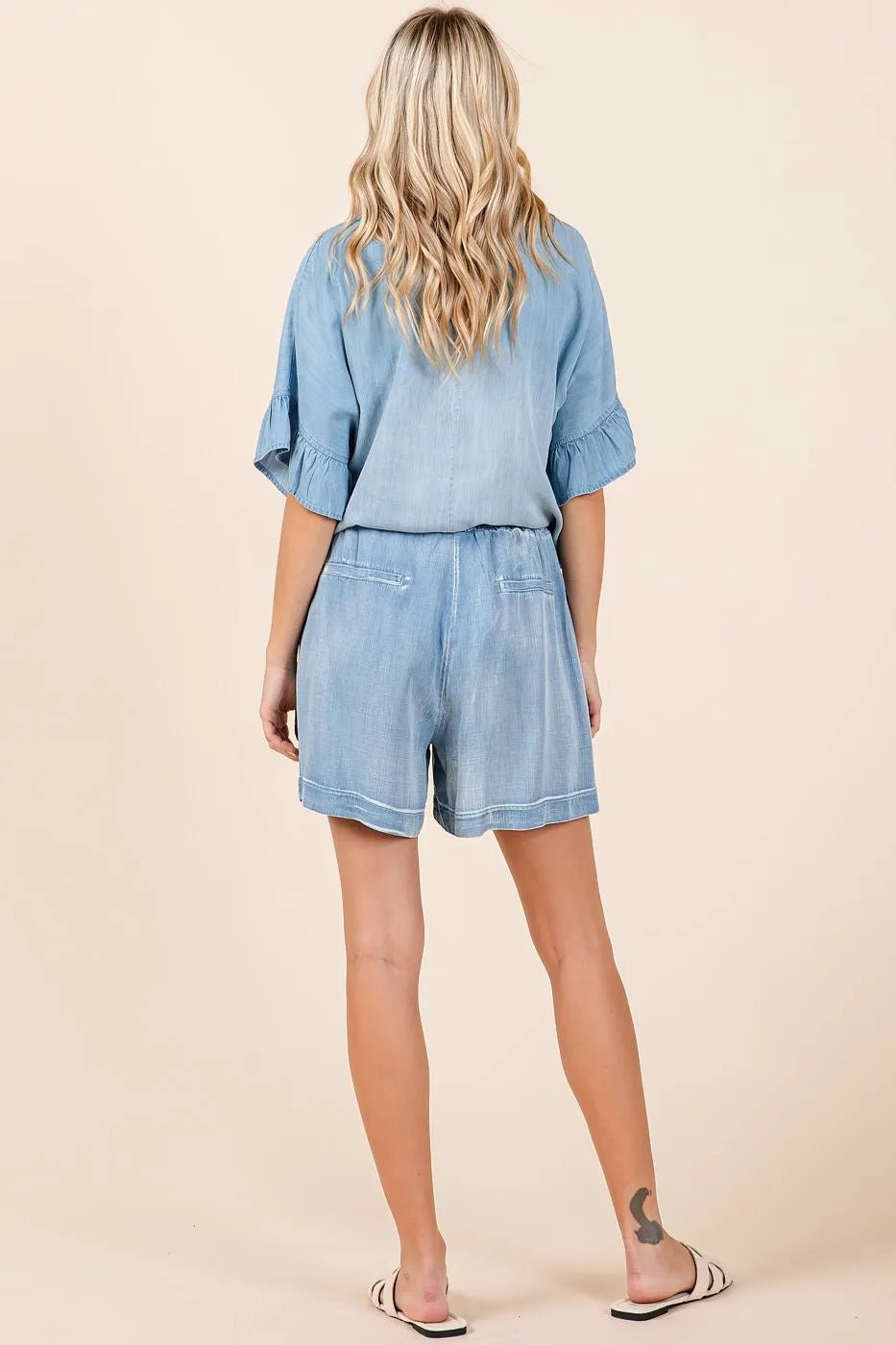 Mittoshop - Chambray Blue Pocketed Lounge Shorts