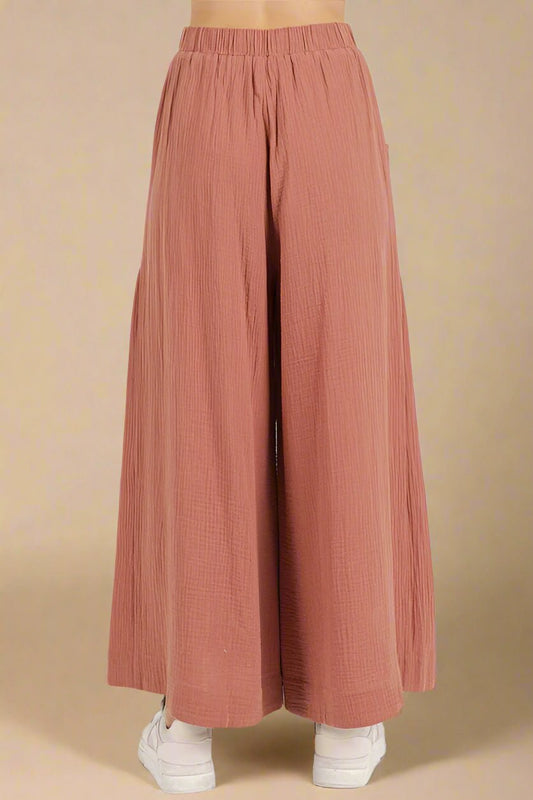 Mittoshop - Cotton Gauze Wide Leg Pants in Sienna