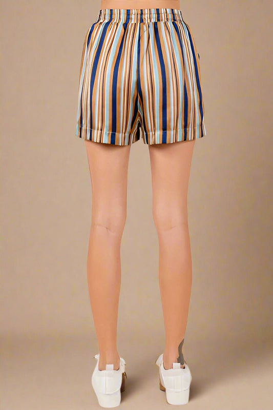 Mittoshop - Drawstring Striped Satin Shorts