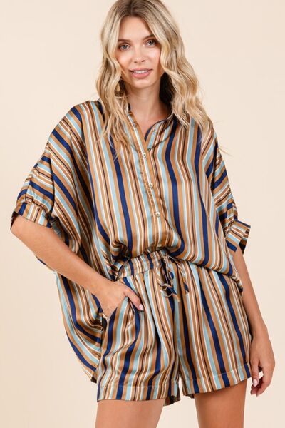 Mittoshop - Drawstring Striped Satin Shorts