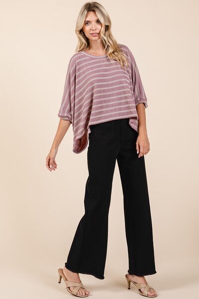Mittoshop - Dusty Pink Striped Dolman Sleeve Top