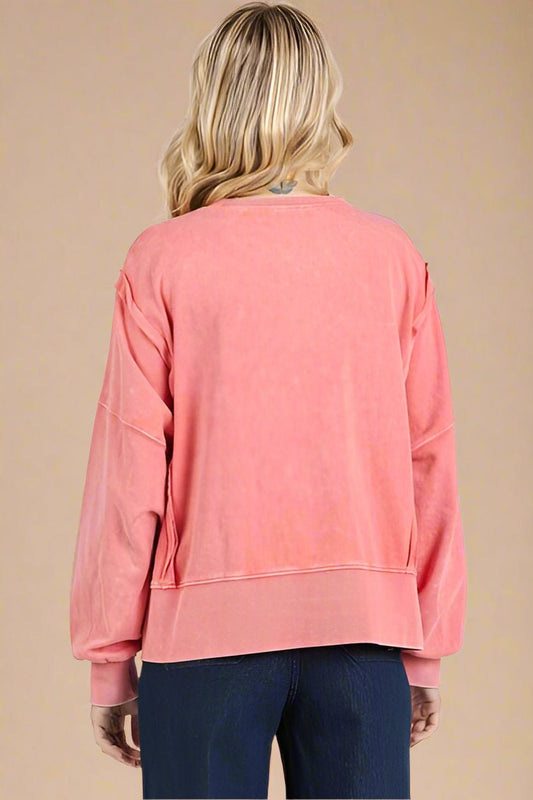 Mittoshop - Exposed Seams Sweatshirt in Strawberry