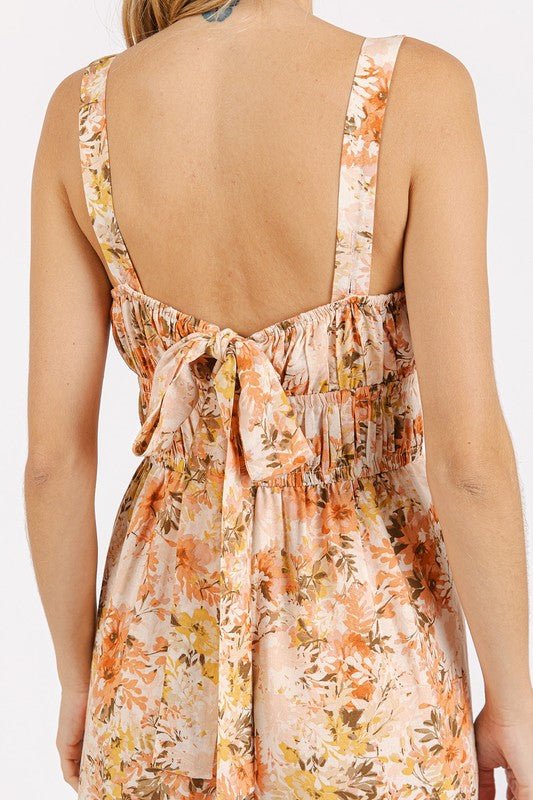 Mittoshop - Flower Print Sleeveless Jumpsuit in Ginger