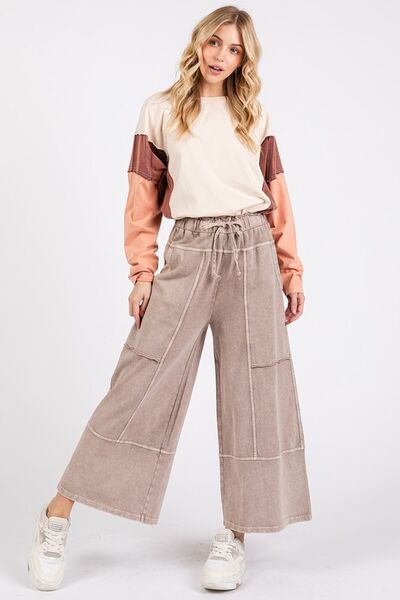 Mittoshop - French Terry Wide Leg Pants in Mocha