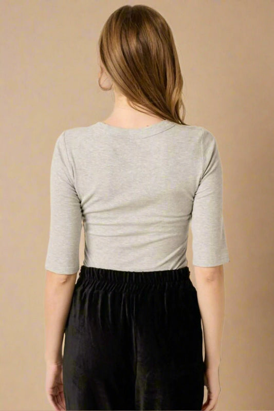 Mittoshop - Heather Gray Half Sleeve T-Shirt