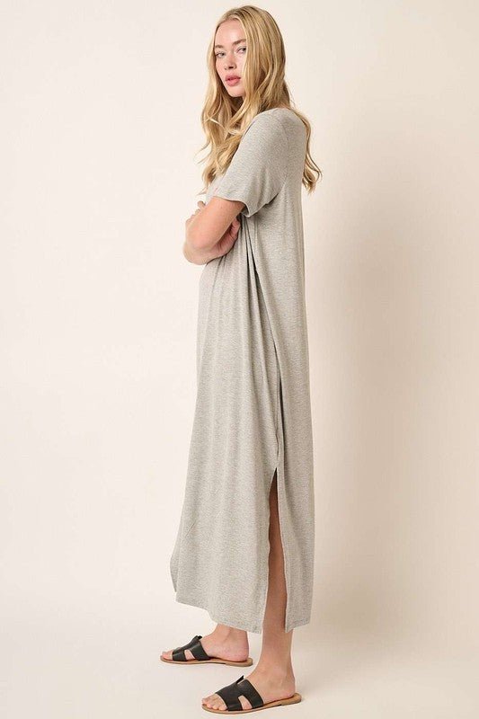 Mittoshop - Heather Gray Short Sleeve Midi Dress