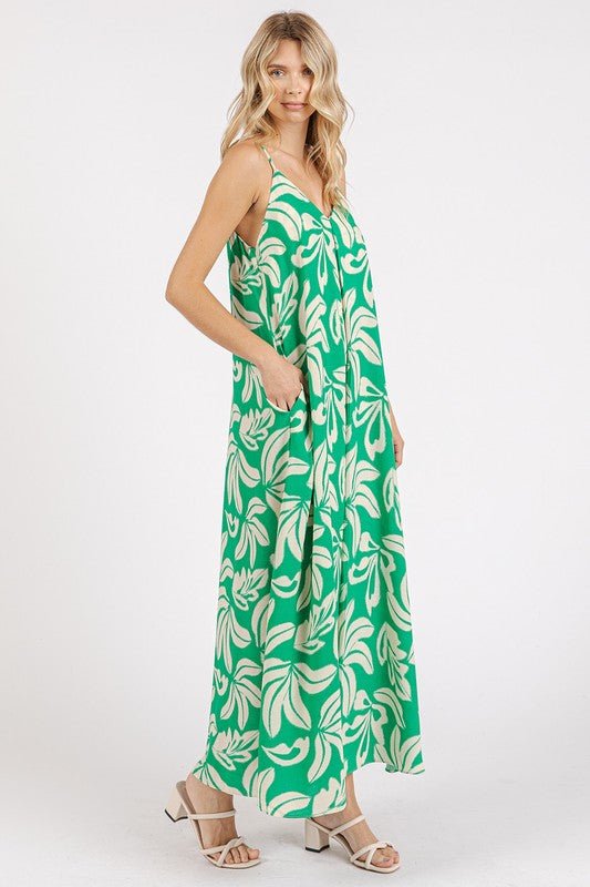 Mittoshop - Kelly Green Printed Sleeveless Maxi Dress